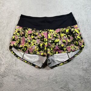 Lululemon Speed Up High-Rise Lined Shorts Women 6 Yellow Floral 2.5" Running Gym